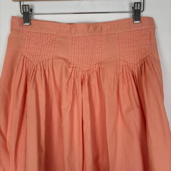 DYLAN 100% Cotton Orange Embroidered Pleated Skirt Size: 6 - Picture 3 of 7